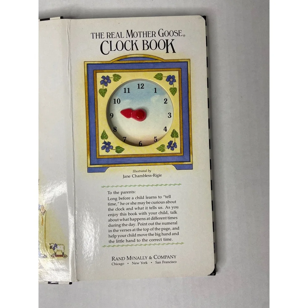 The Real Mother Goose Clock Book Rand McNally 1984 Vintage Kids Learning Toy‎